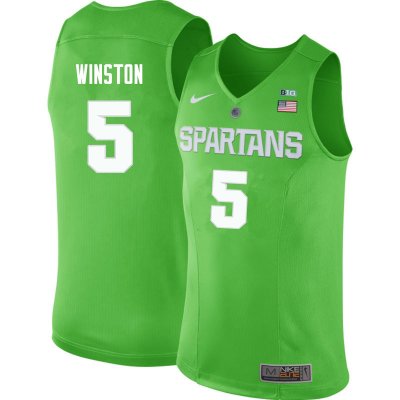 Men Cassius Winston Michigan State Spartans #5 Nike NCAA Green Authentic College Stitched Basketball Jersey ZG50E86AP